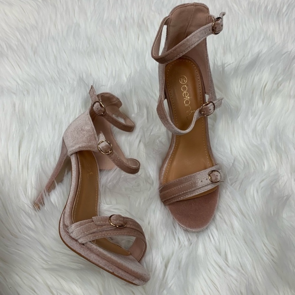 Soft Pink / Blush Penelope 4” Velvet Heels - Picture 5 of 5